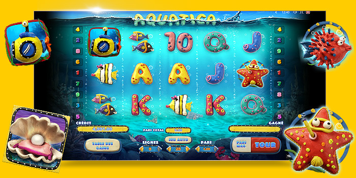 Machine à sous sur le thème de la mer et des poissons de Playson : Aquatica