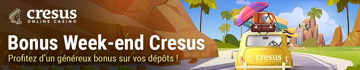 Bonus Week-end Casino Cresus : profitez d'un bonus de 50% sur le dépôt de votre choix du samedi au dimanche