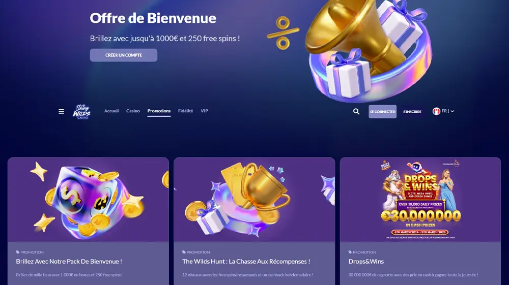 Bonus & Promotions du casino Shiny Wilds