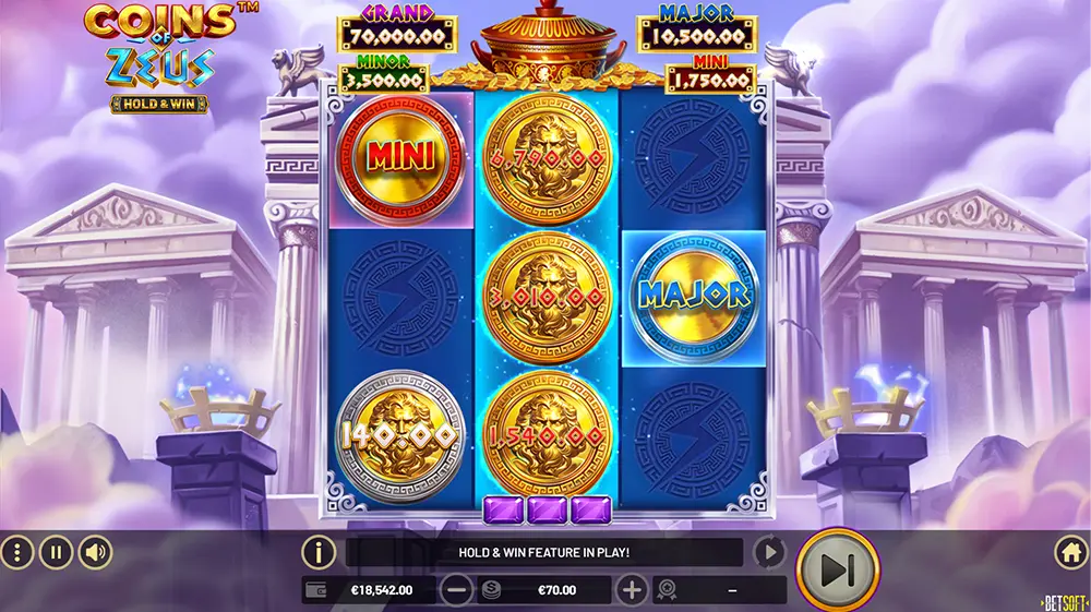 Machine à sous 3 Roues Coins of Zeus Betsoft Gaming