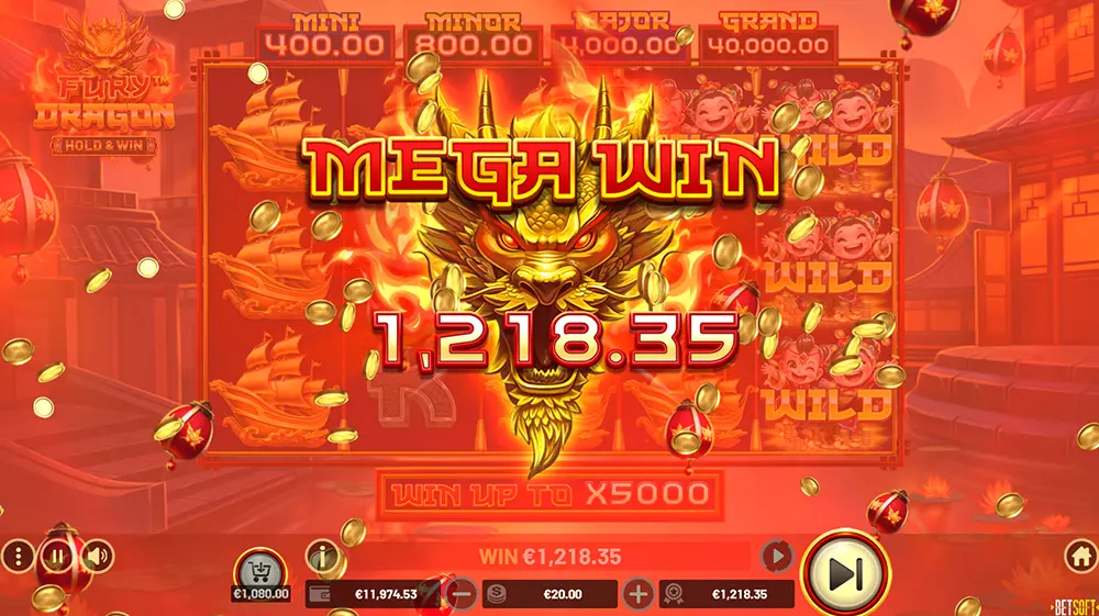 Mega Win : Gagner le jackpot sur le jeu Fury Dragon Betsoft