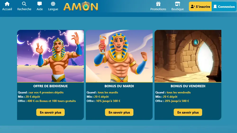 Promotions & Bonus Amon casino en ligne